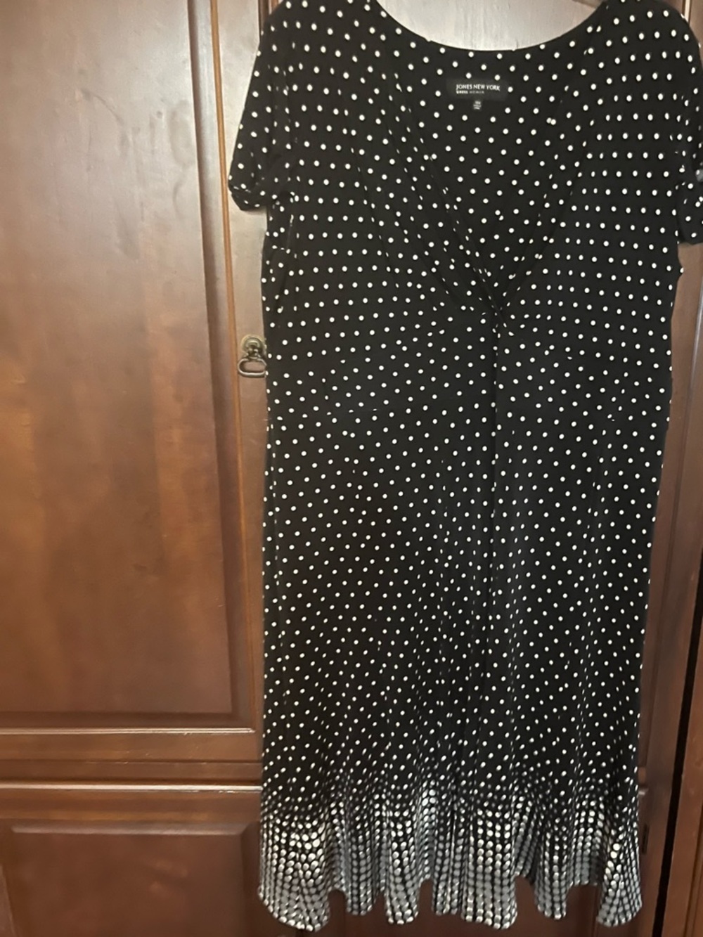 Jones New York Black Dress with White Polka Dots